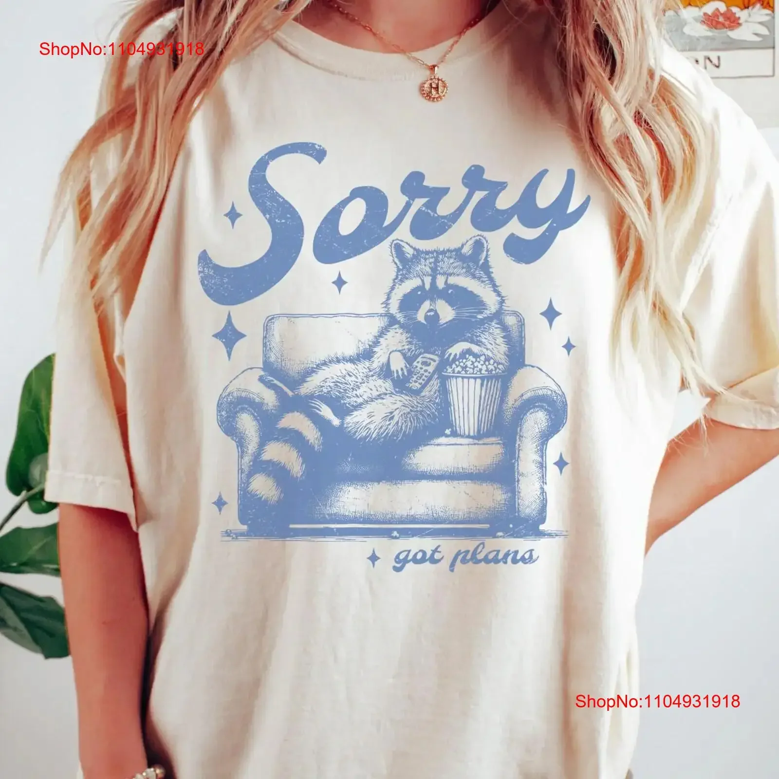 

Vintage Sorry Got Plans Raccoon T Shirt Retro Funny SweaT Meme Lover vintage Washed Versatile Breathable fashion graphic Casual