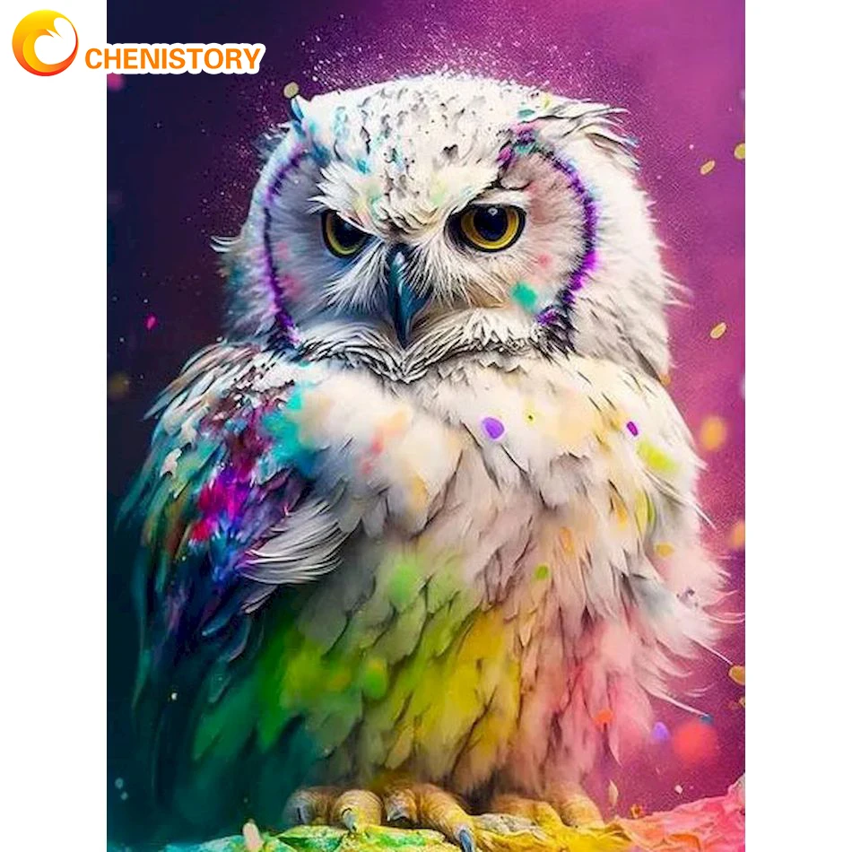 

CHENISTORY 5D DIY Diamond Embroidery Owl Animal Diamond Painting New Arrival Full Round Picture Rhinestone For Home Decor Gift