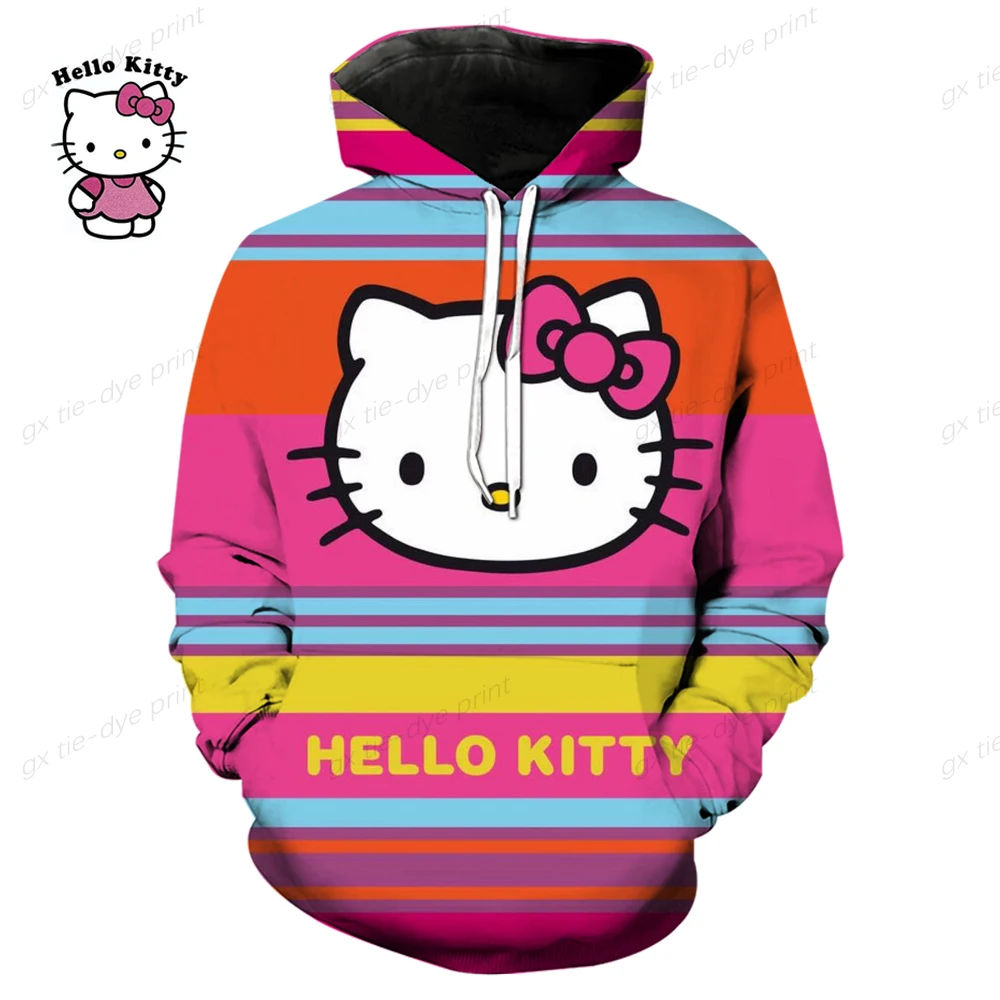 

2025 New Hello Kitty Men's and Women's Cartoon Fashion Cute Casual Long Sleeves Hoodies Street Fashion Sportswear Clothing