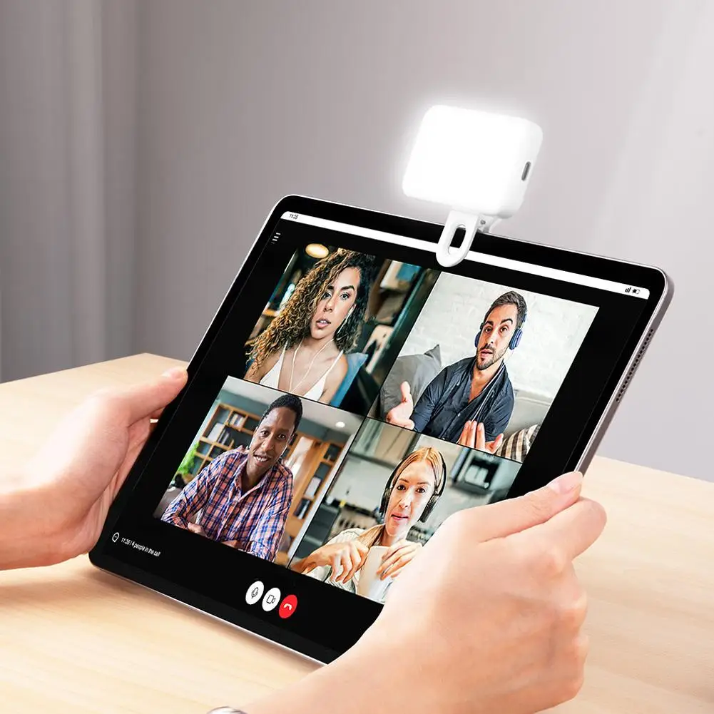 Mini LED Fill Light 3 Color Cold Shoe For Video Conferencing Fill Light Back Clip-on Mobile Phone Photography Light