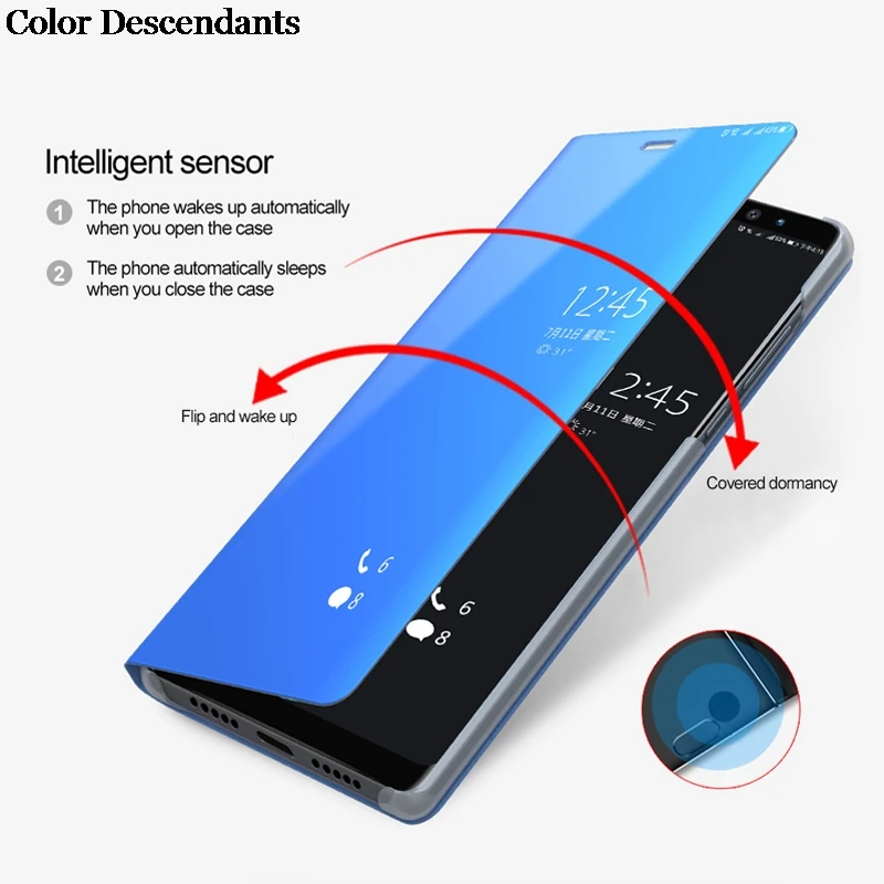 Smart Flip Phone Case For iPhone X XR XS SE 7 8 6 6S Plus 16 15 13 11 12 Pro Max 2020 Mirror Full Window Standing Holder Cover