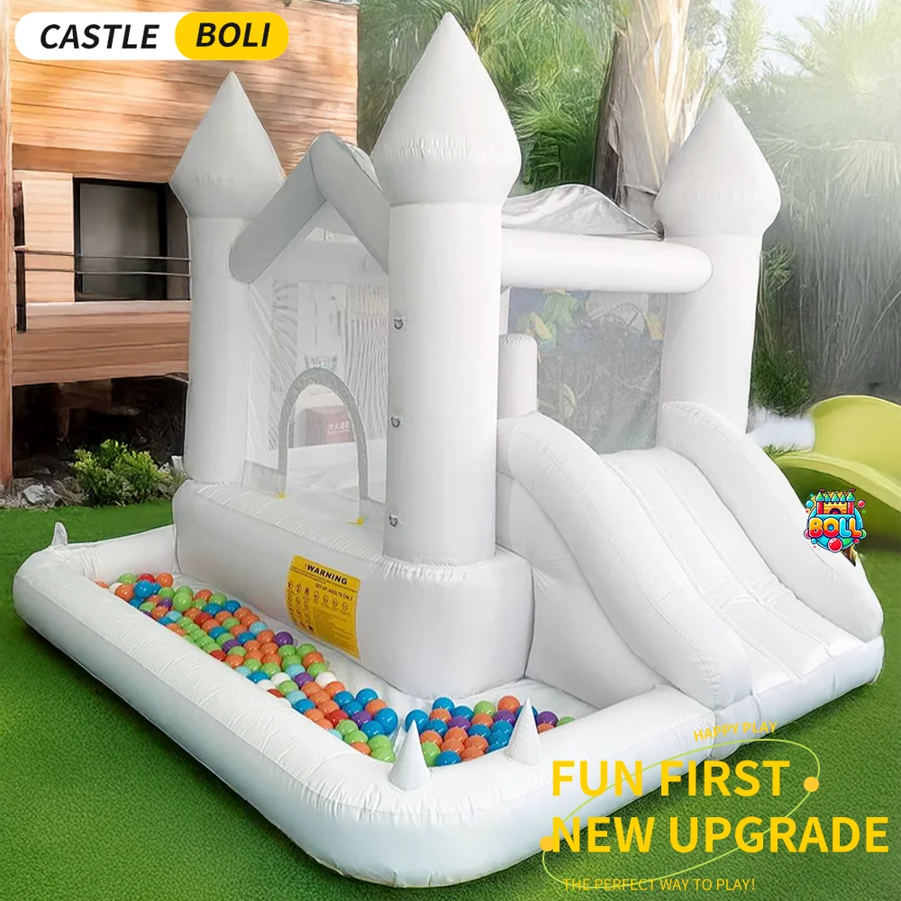 

White Bounce House With Blower 2.9*2.9*2.3M Jumping Castle For Kids Bouncy House Bouncer Trampoline For Kids Gift Wedding House