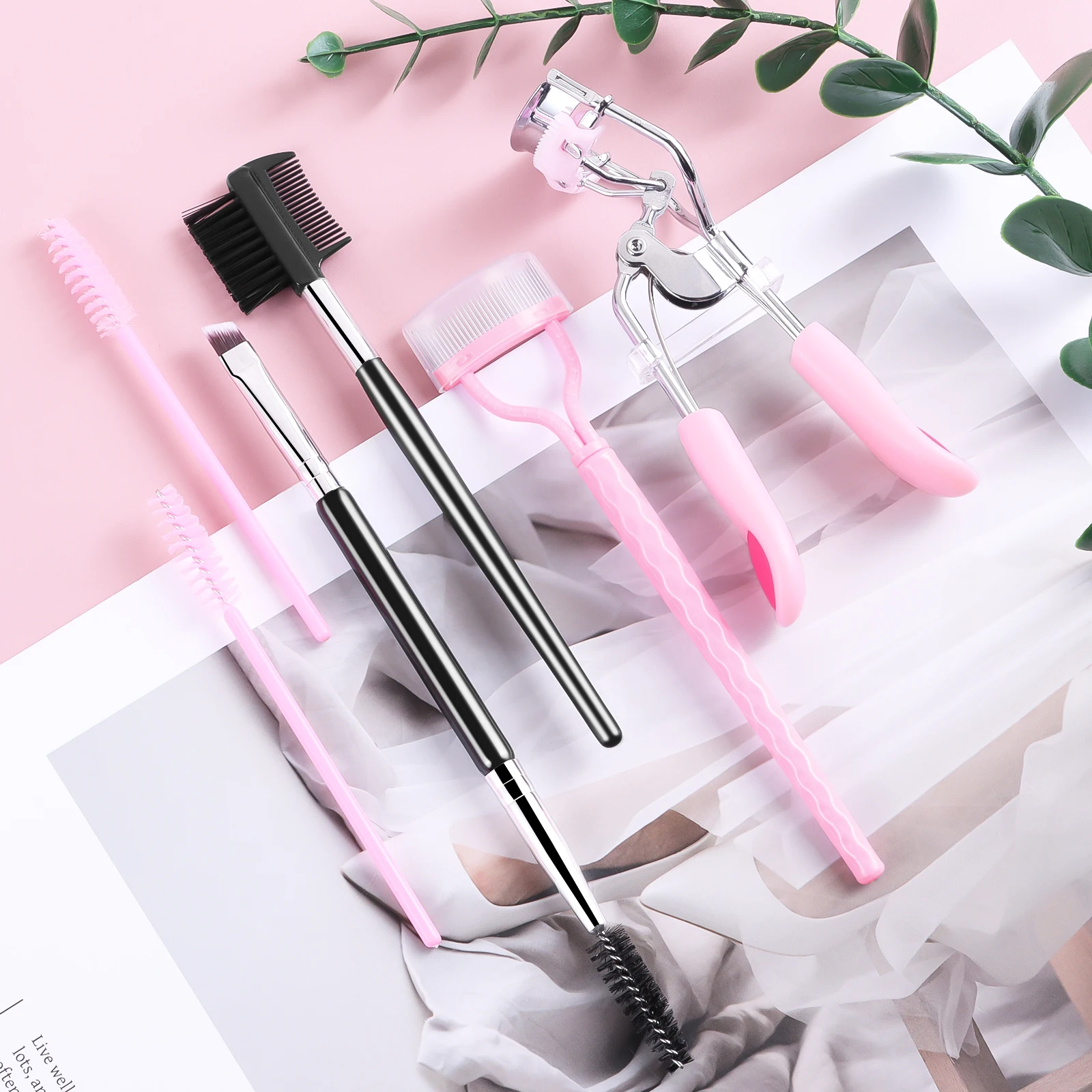 Piegaciglia Pettine per ciglia Pettine per sopracciglia a doppia estremità, Pennello per sopracciglia Set di strumenti di bellezza per donna Accessori per strumenti per il trucco degli occhi