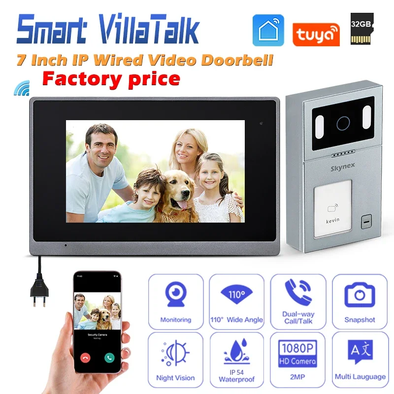 

Intercom wired ip smart video doorbell userfriendly 7inch touch screen tcp network see outside true environmen lobby phone