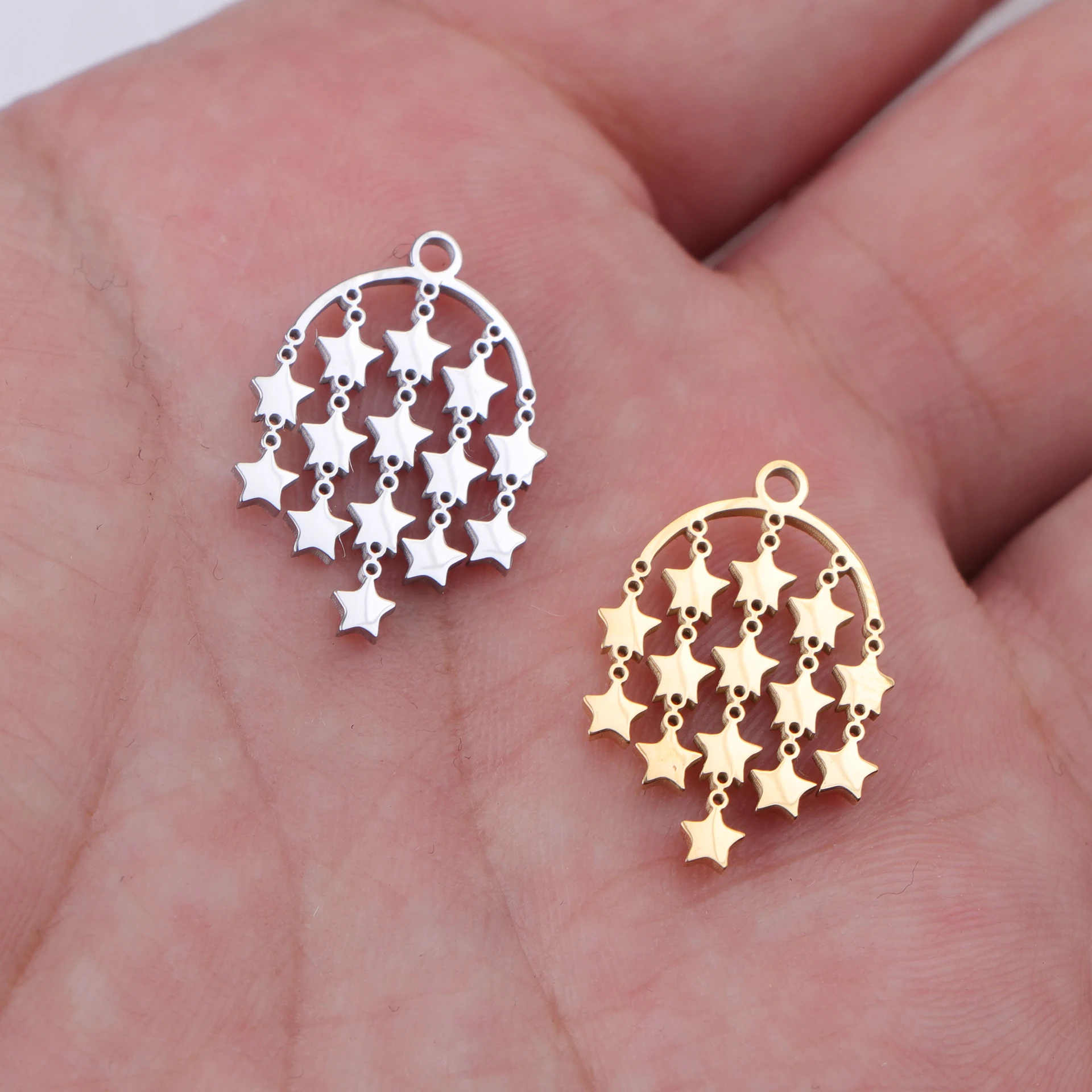 

10pcs/lot Mirror Polished Stainless Steel Stars Charms Tassels Pendant for DIY Accessory Jewelry Making