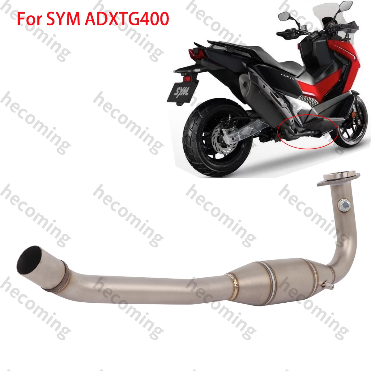 Motorcycle Exhaust Front Pipe For SYM ADXTG400 2024 ADXTG 400 Muffler Pipe Fits Stock Muffler