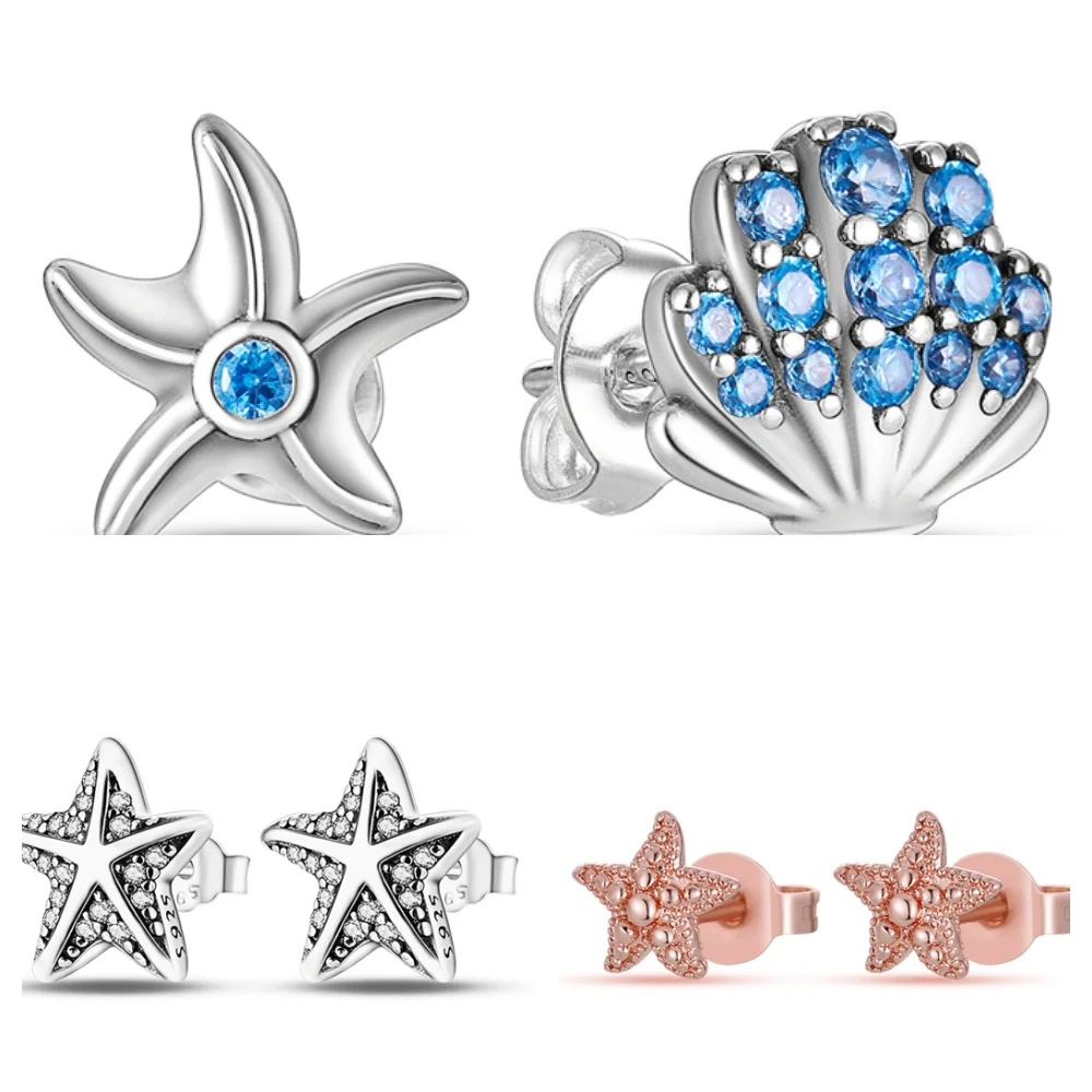 Hot Sale 925 Sterling Silver Cute Girl Starfish Stud Earring