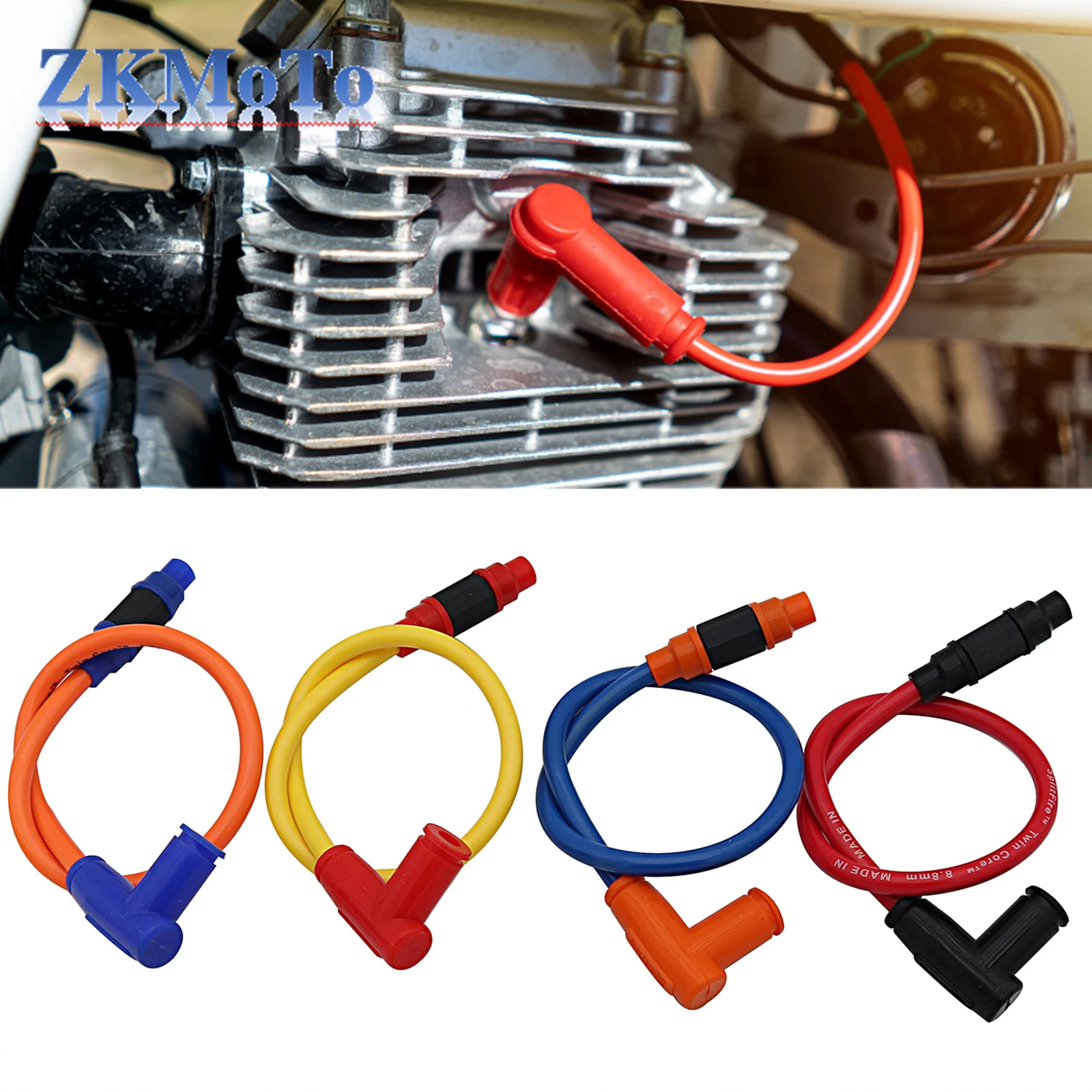 Dualcore-bobina de encendido para motocicleta, Cable de encendido de 8,8mm, bujía para Honda, Yamaha, Suzuki, EXC, Motocross, Cable de iridio