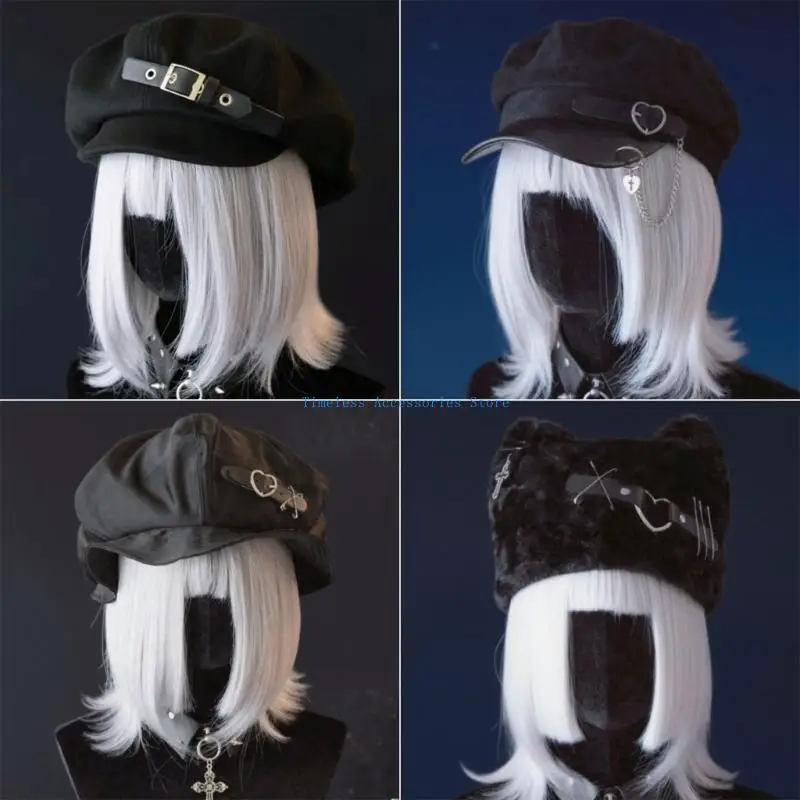 97QE قبعة الرسام العصرية المتضخم قبعة أنيقة على الموضة قبعة البريطانية للمواعدة التصوير الفوتوغرافي سائقة أجرة الرأس أغطية الرأس #4