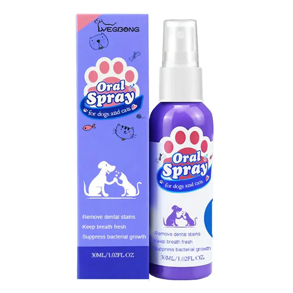 Pet Dental Spray Reduces Plaque & Tartar Buildup Dog Cleaning Bad Freshener Breath Teeth Mint Spray Oral 30ml Care Flavor