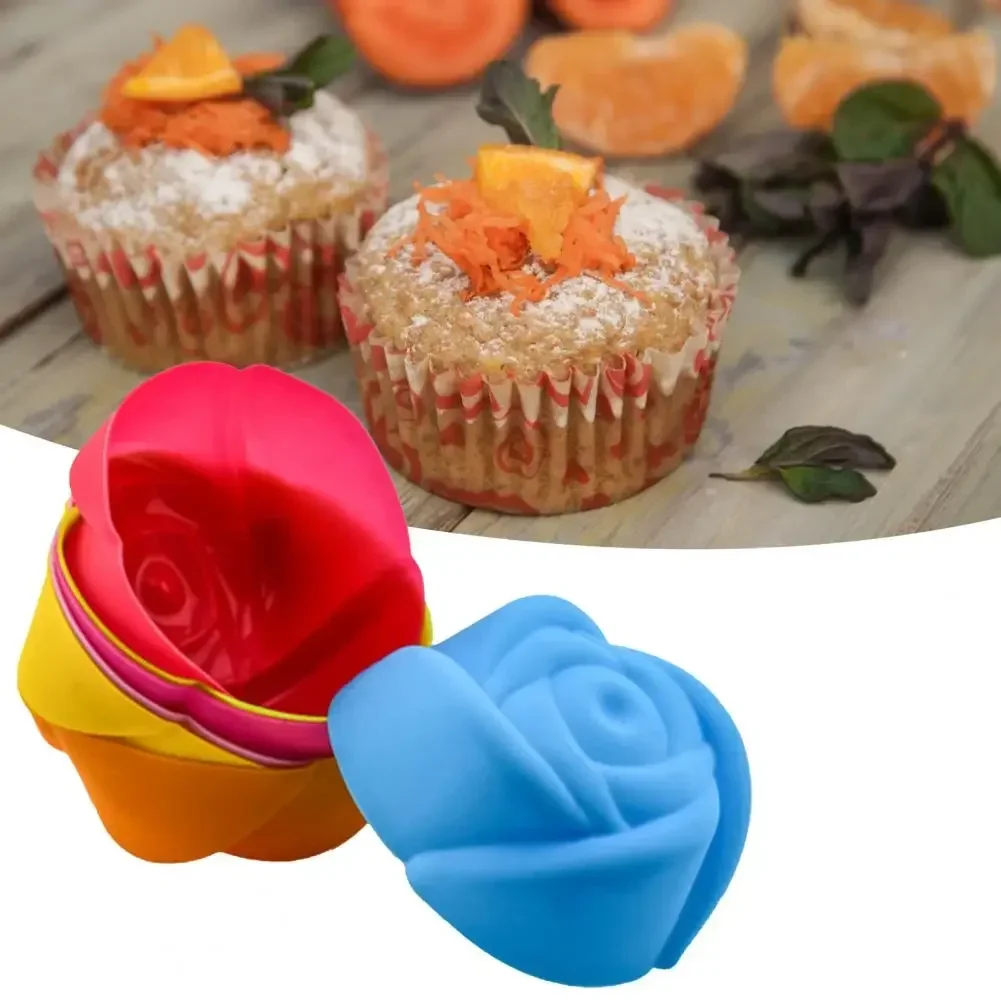 12 Pcs/Set Muffin Cup Food Grade Stackable Random Color Heart Star Shaped Cupcake Mold Pastry Tool High Temperature Resistant
