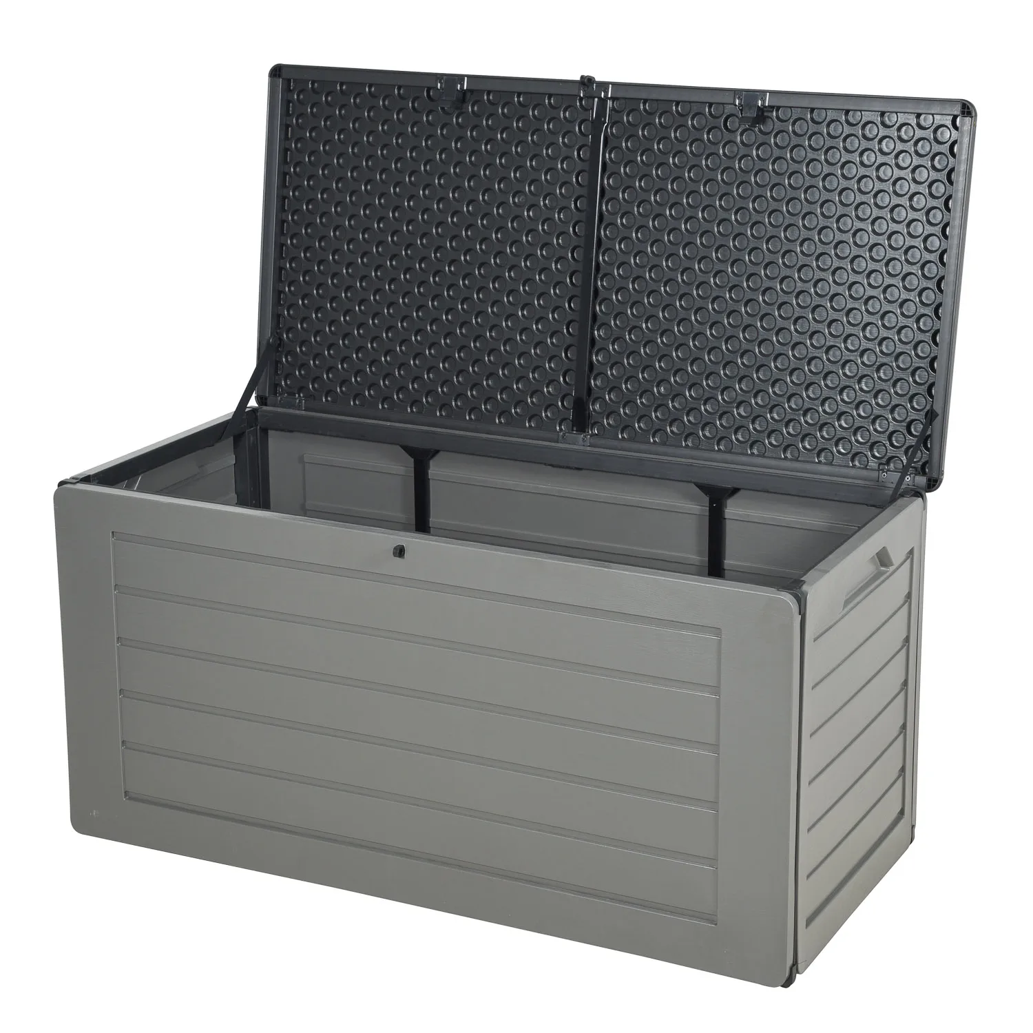 VERTAK 270L Garden Tools Deck Box 200kg Bearing Capacity PP PE Steel Outdoor Sun Protection Waterproof Storage Container