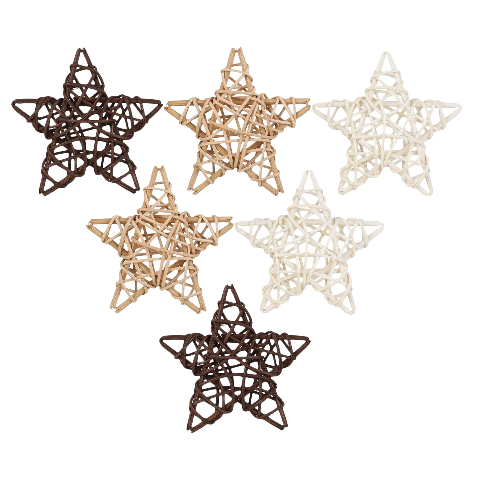 6 قطعة كرات نجوم الروطان 12 سنتيمتر ريفي ستار على شكل الحلي الزخرفية شجرة عيد الميلاد زهرية الحشو عطلة ديكور الحفلات #5
