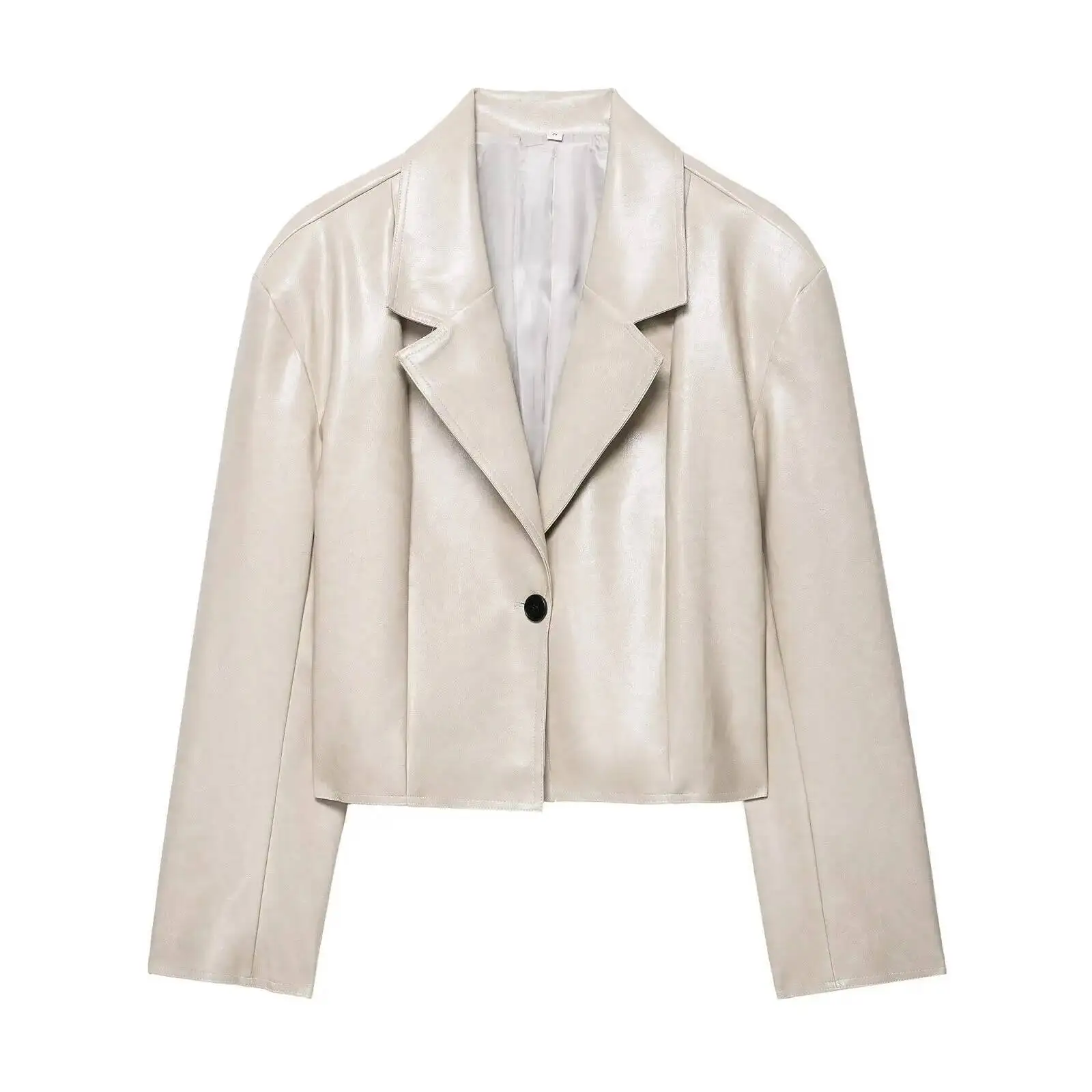 Veste en cuir Pu pour femme, manteau à manches longues, col rabattu, boutons, Locomotive, Streetwear urbain, automne 2025