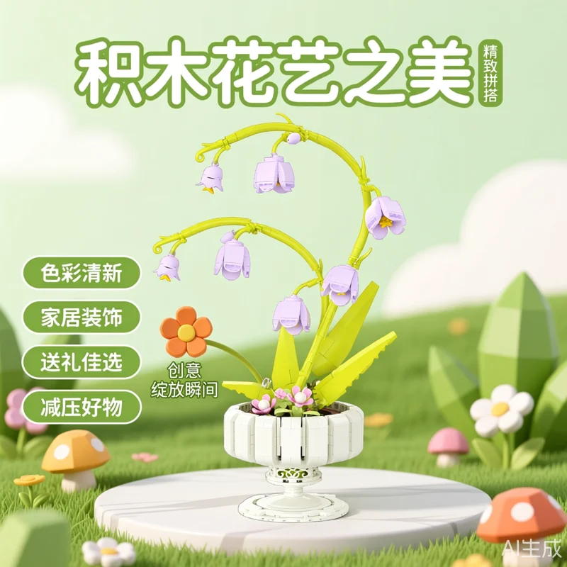 flower bouquet MOC Building Blocks Toys Sets mini blocks construction set DIY Bricks Toys for Kids girls Gifts Home Decoration