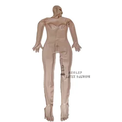 Latex Catsuit Fingers Toes Full Coat Zentai 3D Stereoscopic Chest Zipper Open Crotch Bodysuit Leotard