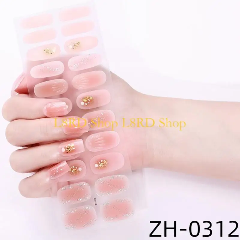 L8RD 1Set Full Cover Art Stickers Art Wraps Nails Polish Strips with File for Womens DIY Art Decorations