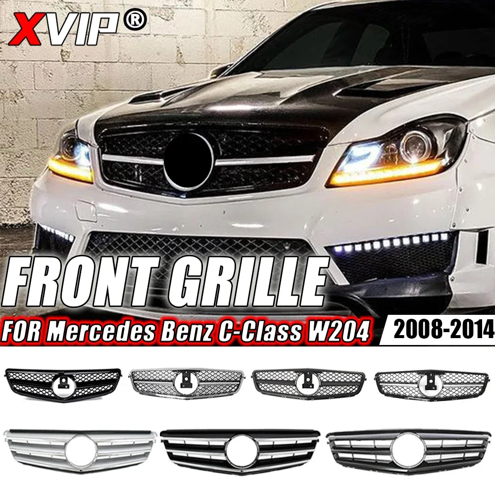 

XVIP Front Chrome Diamonds Style Bumper Grille For Mercedes Benz C-Class W204 2008-14 C180 C200 C230 GTR AMG Style Upper Grilles