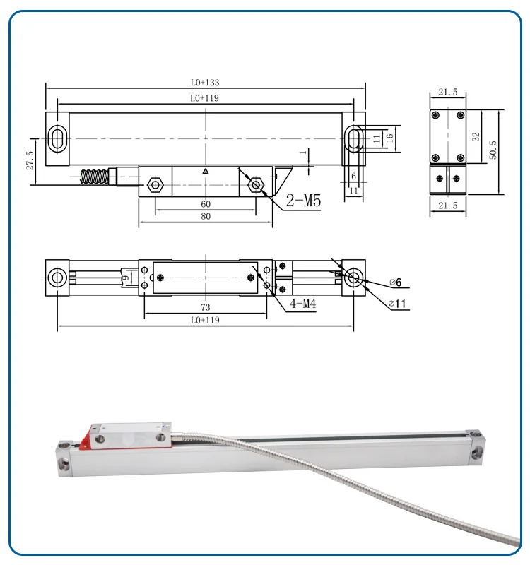 DRO 2 Axis/3 Axis Digital Readout with 0.005mm Optical Linear Glass Scale Enocder Ruler for Lathe Milling Machine