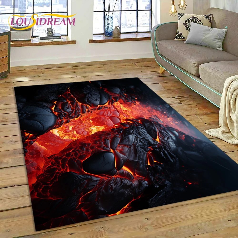 

Volcano 3D Lava Magma Rug Carpet for Living Room Bedroom Home Decor,Floor Mat Non-slip Decoration for Sofa Kitchen Doormat Gift