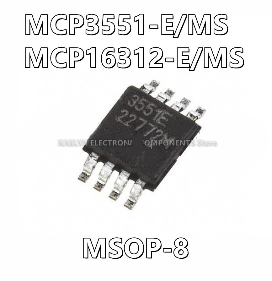

2 шт./лот MCP3551-E/MS MCP3551-E 3551E MCP16312-E/MS MCP16312-E 16312E 22-битный преобразователь 1 вход1 Sigma-Delta Buck Switching MSOP8