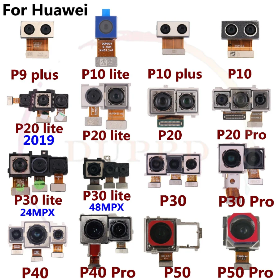 Original For Huawei P50 P40 P30 P20 P10 P9 Pro Plus Lite Backside Big Main Rear View Back Facing Camera Module Flex Cable