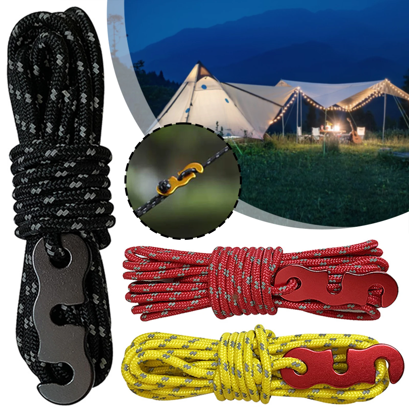 

4pcs Tent Cord Rope Multifunctional Camping Paracords For Fix Tents