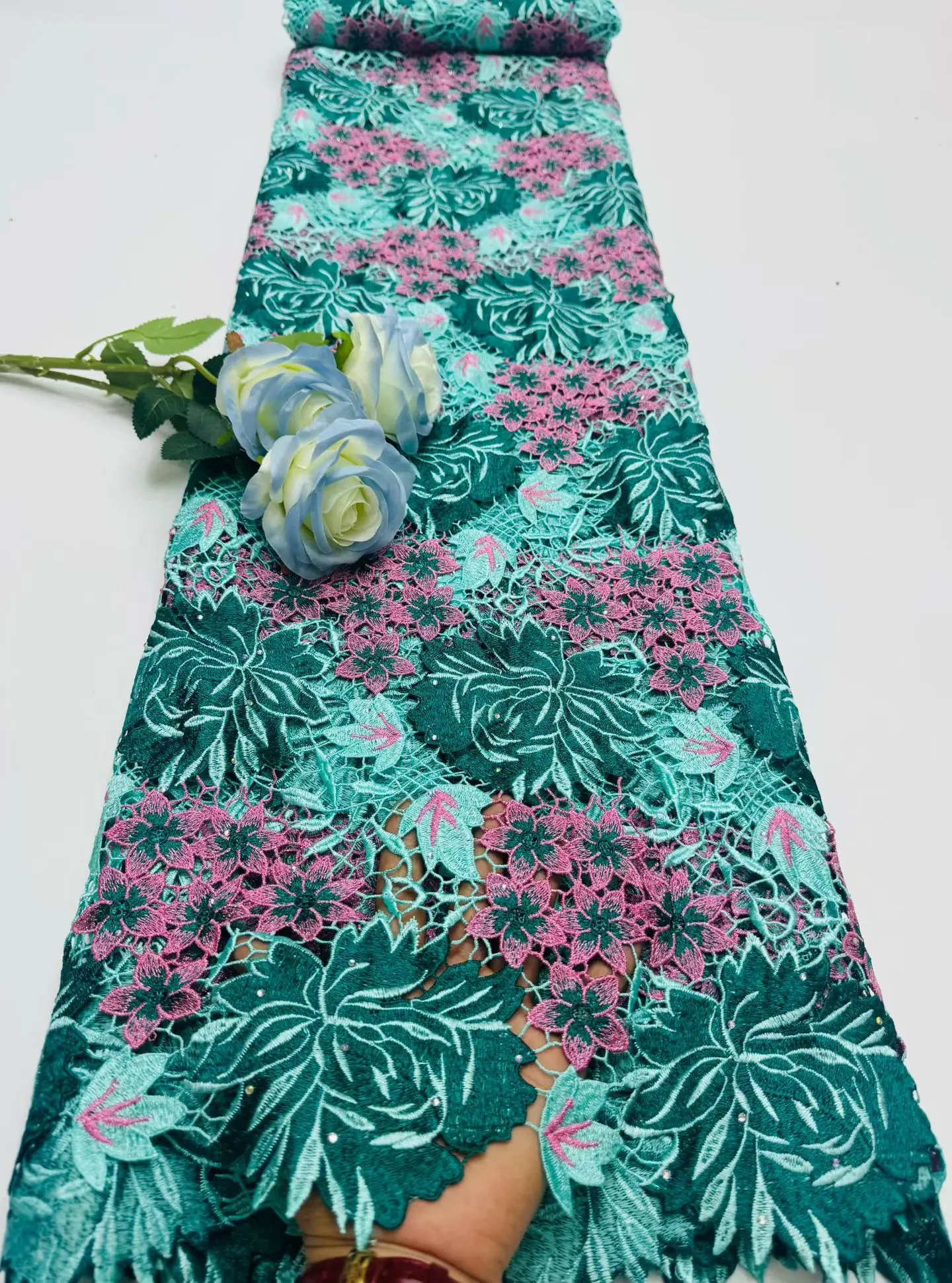 2026 African Guipure Cord Lace Cotton Embroidered Traditional Inspired Women's Garment Water Soluble Fabric For Occasion Hm238-1