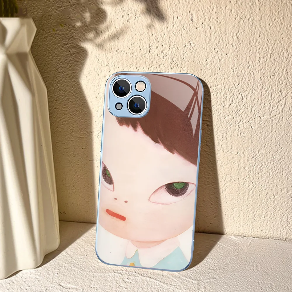 Yoshitomo Nara artnet Art   Phone Case Tempered Glass For iphone 14 13 12 11 Pro Mini XS MAX 14Plus X XS XR Cover