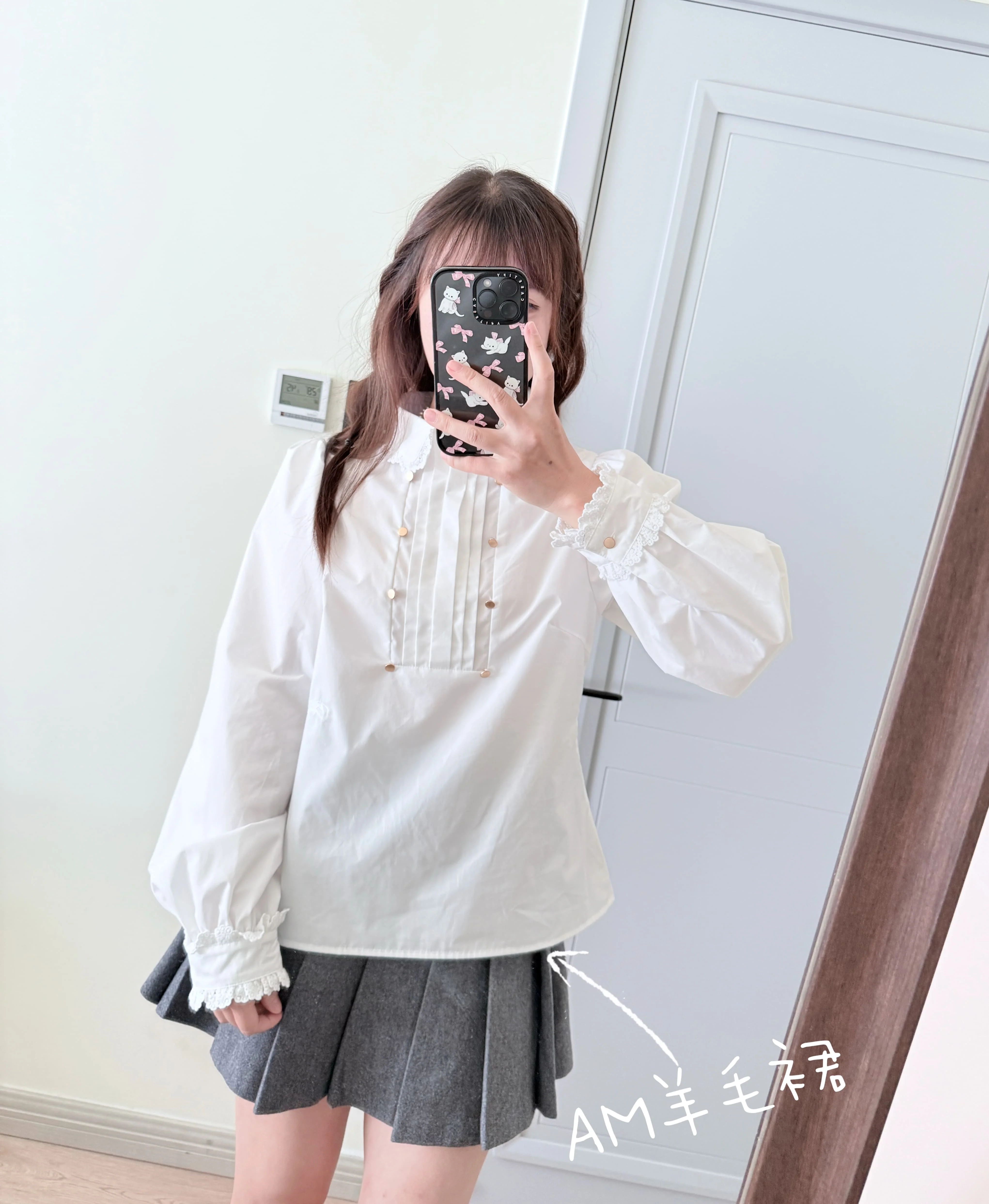 Japanese Style New Girl's Tops Autumn Elegant Blouse Lace Lapel Double Row Buckle Gold Buckle Long Sleeved Shirt for Women