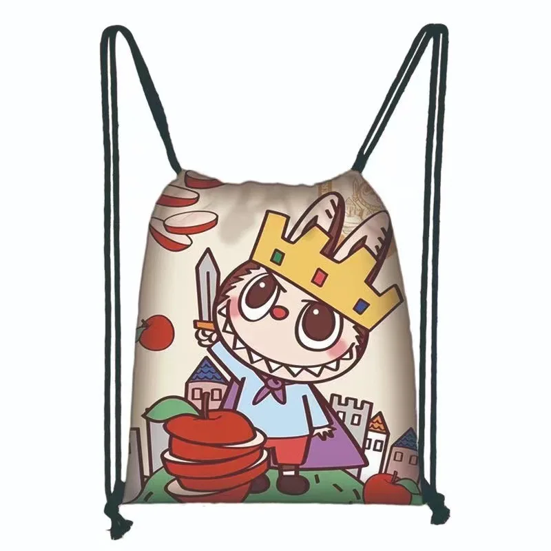 Creative High-value Full-print Drawstring Pocket Large-capacity Storage Bag Polyester Student Drawstring School Bag