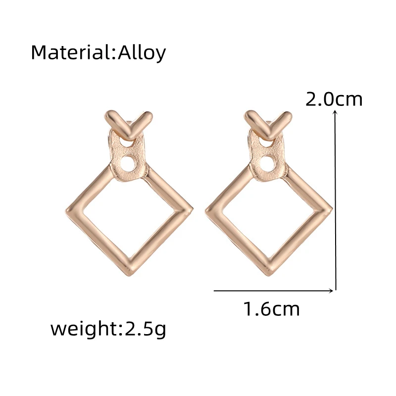 Creative Triangle Square Stud Earrings For Women Trendy Simple Minimalist Gold Color Geometric Metal Ear Jewelry Accessories