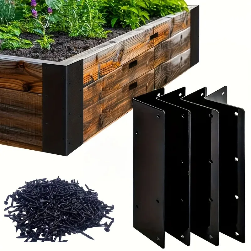 

8pcs L-Shaped Angle Brackets with Screw Set Garden Fence Bracket Connectors 90° Bed Angle Angle Bracket Shelf Support Additions