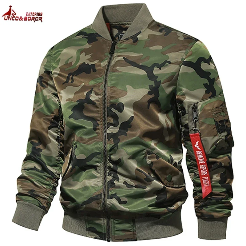 Bomber Jacket Men Winter Autumn College Camouflage Jackets Men Motorcycle Coat Windproof Army Pilot Military Jacket Streetwear