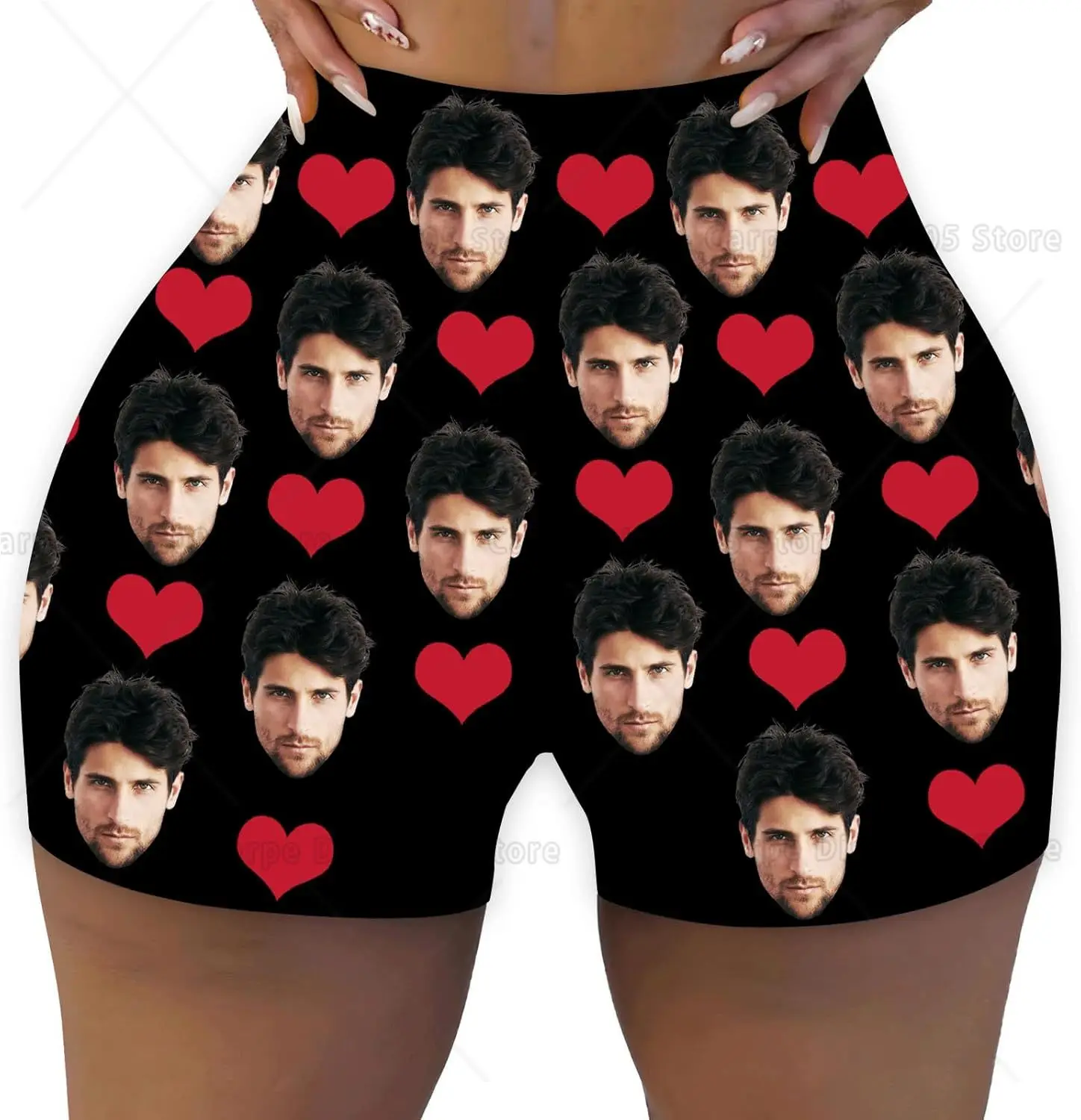 Pantaloncini personalizzati per il viso Personalizza pantaloncini da donna, viso e cuore, amo il fidanzato, regalo per la fidanzata, anniversario, regalo di San Valentino