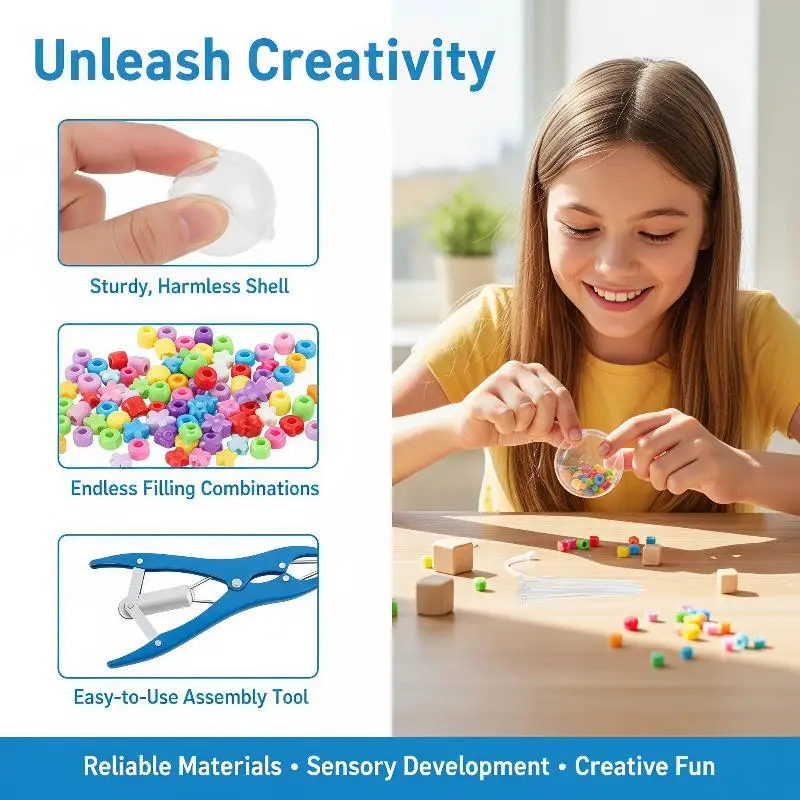 DIY Stress Ball Making Relief Kit Fun Family Craft Set with Blank Skins Lids Filling Parts for Home Game