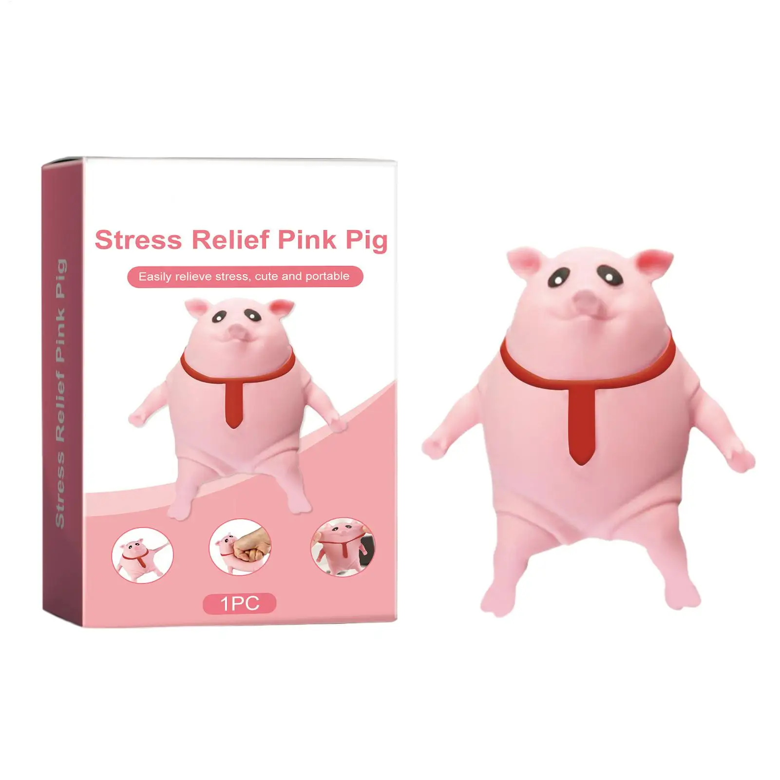 Jouet à presser pour animaux de ferme mignons, conception de cravate rouge en caoutchouc, poupée de pincement, jouets de décompression, cadeau de modèle Animal anti-Stress pour enfants