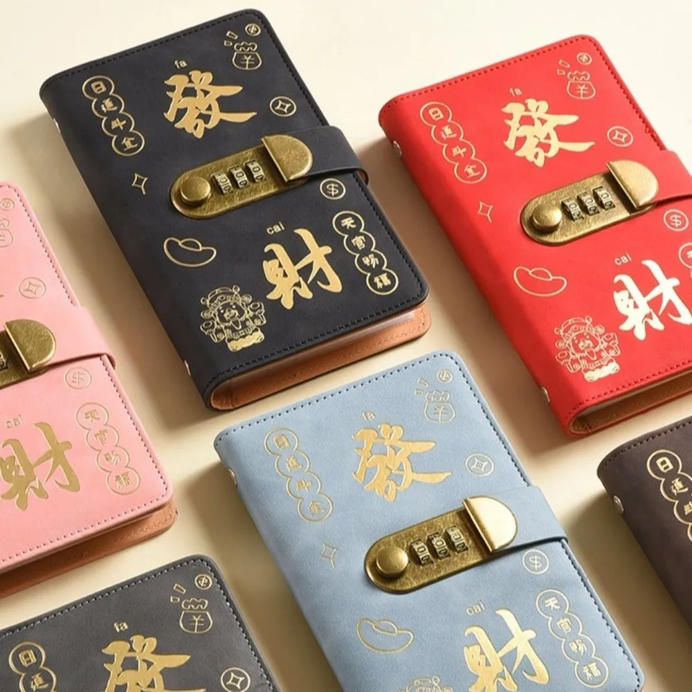 

Chinese New Year Money Savings Challenge Binder God of Wealth Style PU Leather Envelop Savings Challenges Book Waterproof