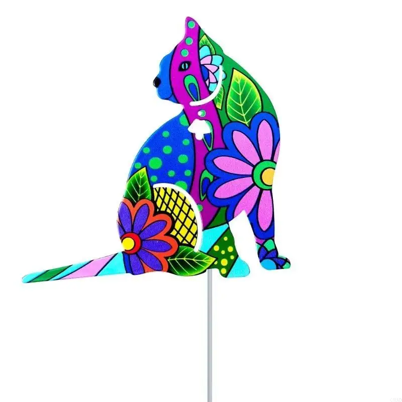 

Garden Stake Decor 7 Inch Colorful Kitten Stakes Metal Yard Art Ornaments Outdoor Pathway Patio Plant Pot Flower Bed C5AD