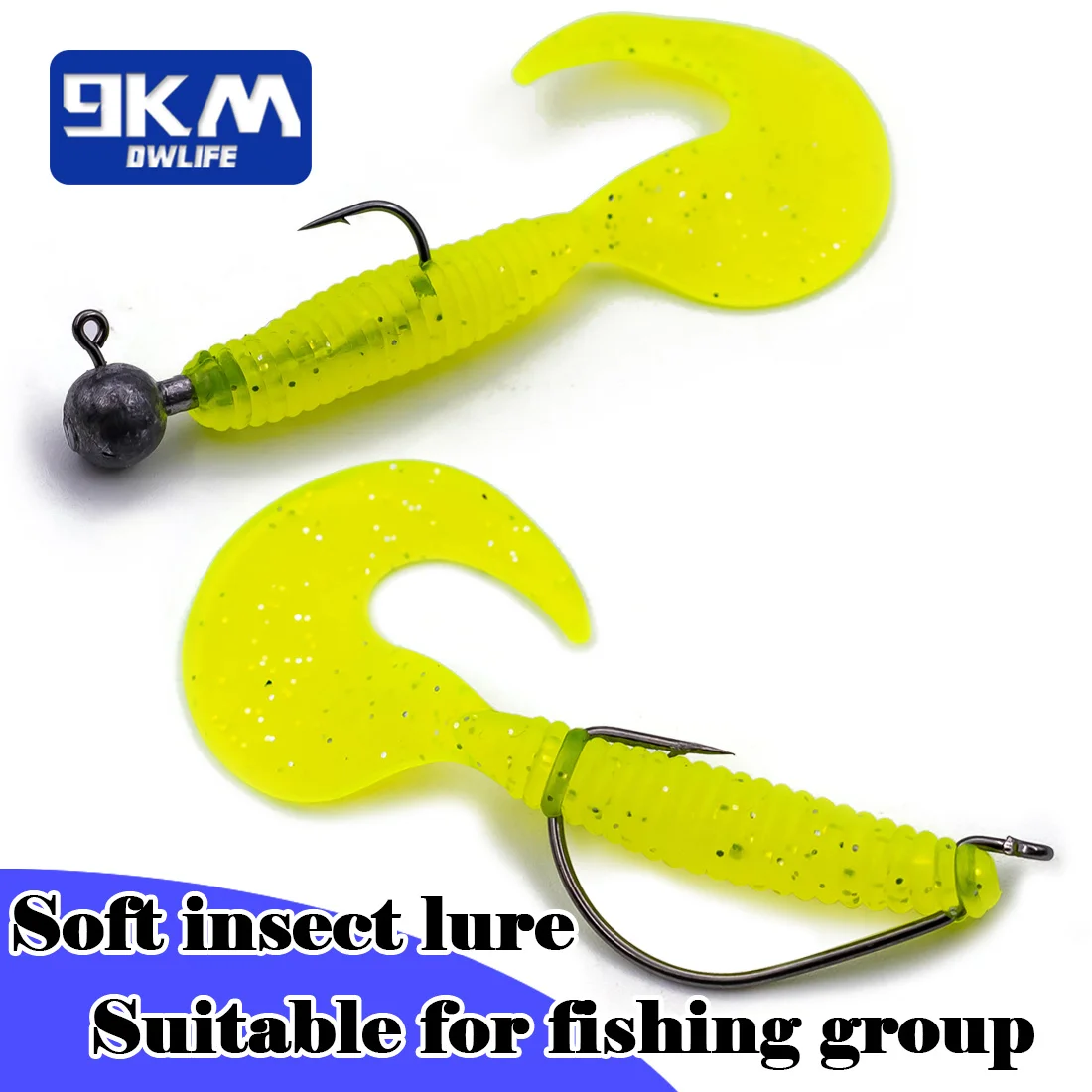 Curly-Tail Swim Bait 15Pcs Grub Worm Silicone Soft Baits Swimbaits for Crappie Bass Walleye Trout Bait Freshwater Fishing Lure