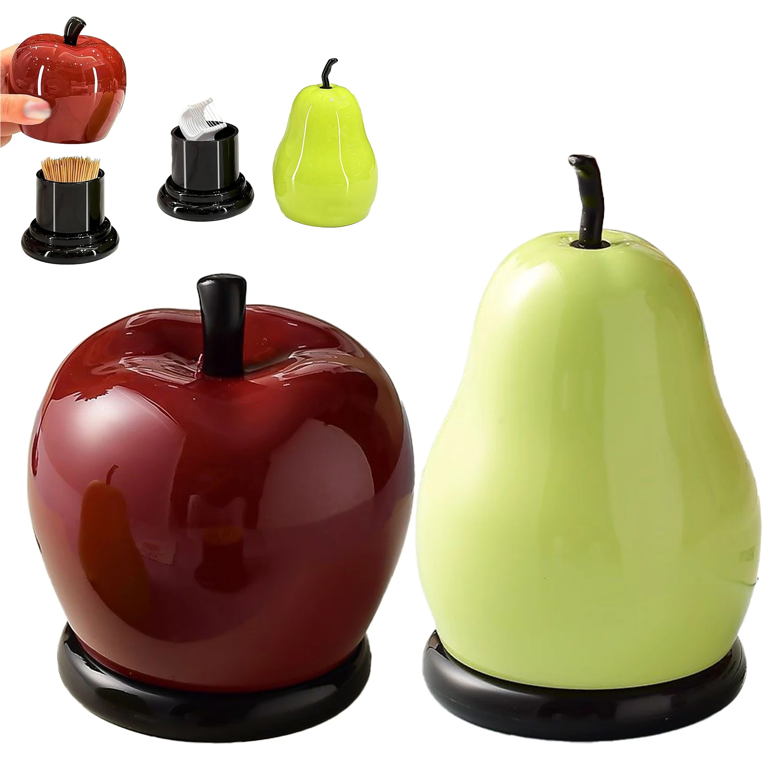 

Креативные коробки для зубочисток «Яблоко и груша», трубки для зубочисток для роскошных дома, высококачественные настольные украшения, ватные палочки, зубная нить,