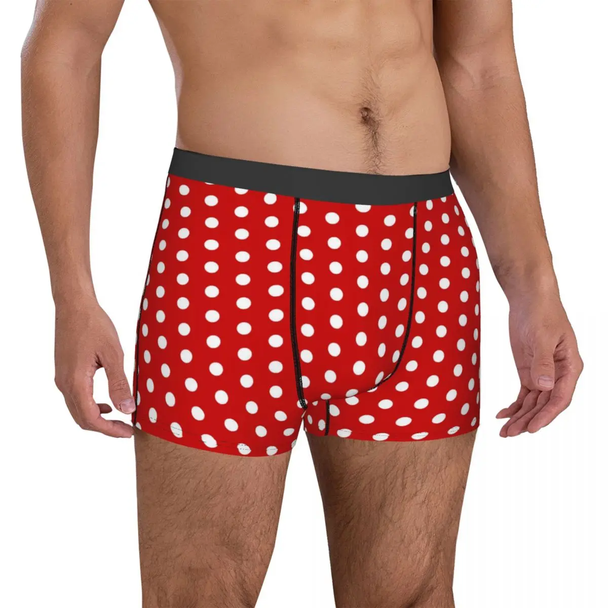 Red White Polka Dot Underwear Vintage Print Custom Boxer Shorts High Quality Man Underpants Funny Shorts Briefs Gift