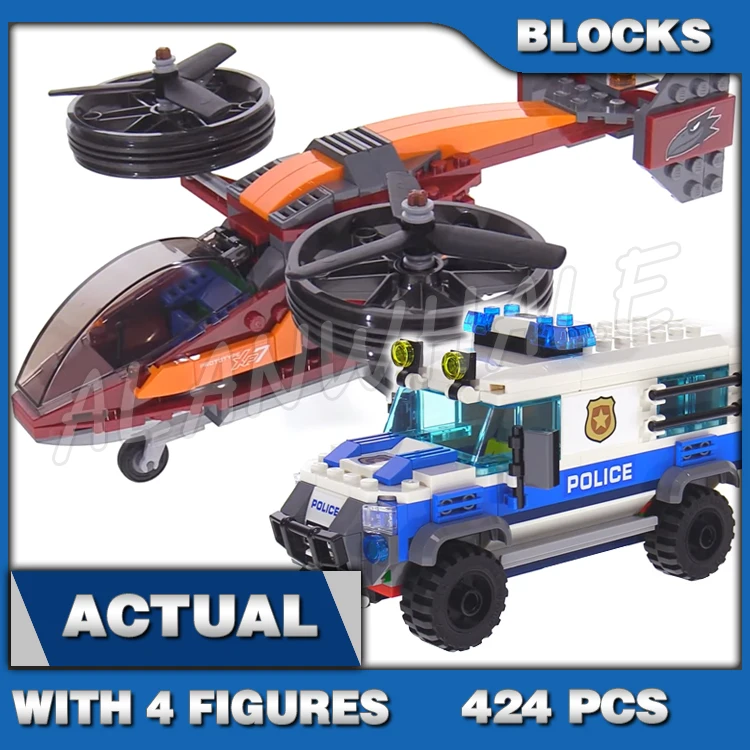 

424pcs City Cop Sky Diamond Heist Helicopter Armored Transporter Truck 68006 Building Block Toys Compatible With Model