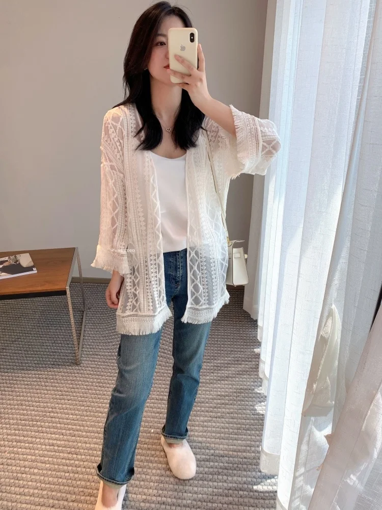 

High-End Silk Lightweight Summer Sun Protection Loose Women's Shawl Jacket Thin Model Elegant Style Long Sleeve