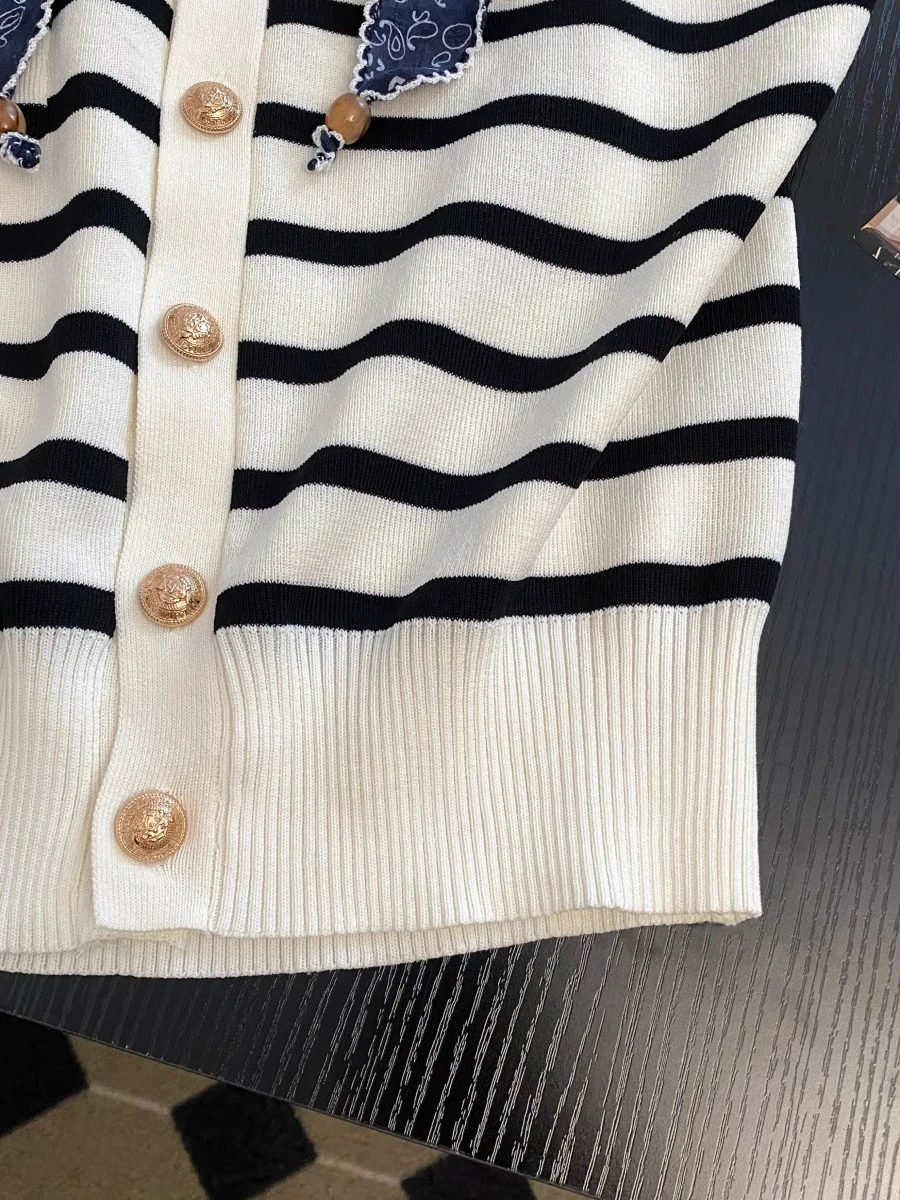 سترة محبوكة بدون أكمام بخطوط متباينة الألوان بتصميم عتيق، قطعة علوية عصرية نحيفة للنساء، مناسبة للصيف والتنقل اليومي، قصة مست...