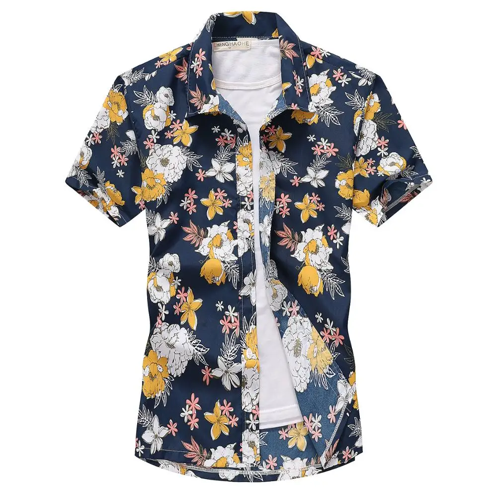 2022 Casual Floral Beach Men\'s Shirt Summer Short Sleeve Hawaiian Shirts For Men Plus Size Quick Dry Tee Shirt Men Clothes Camis