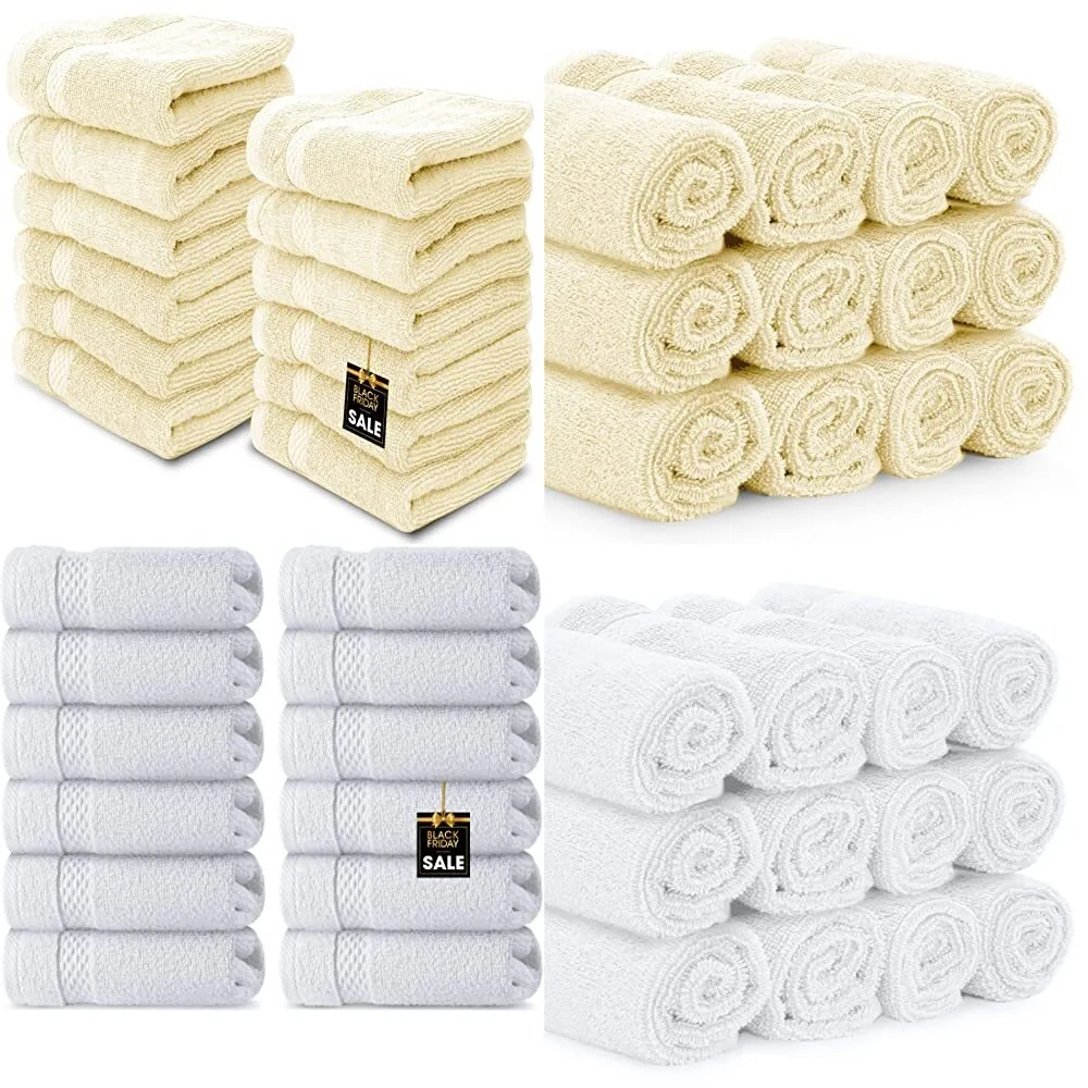 

towelLuxury Cotton Towels 13x13 Ultra Absorbent Bathroom Hand Towels 12 Pack Soft Quick Dry Home Hotel Use Premium Quality