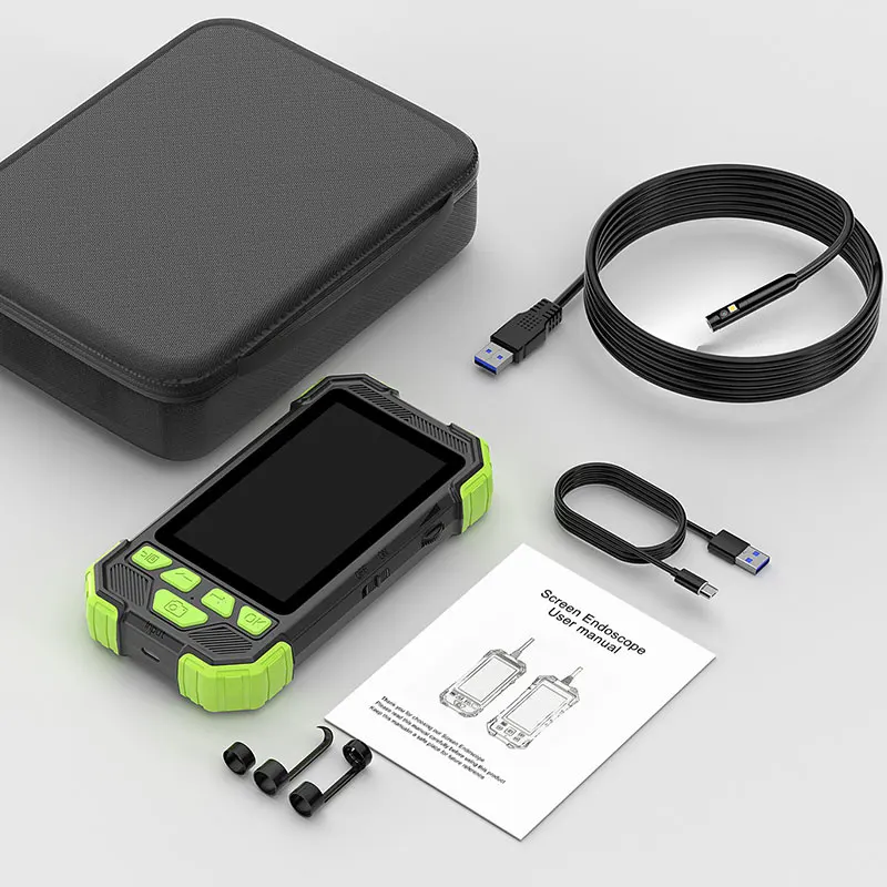 Industrial Endoscope 4.3'' IPS Screen Pipe Inspection Borescope Video 8MM Dual Camera 9LEDs Waterproof USB Probe With Tool Bag