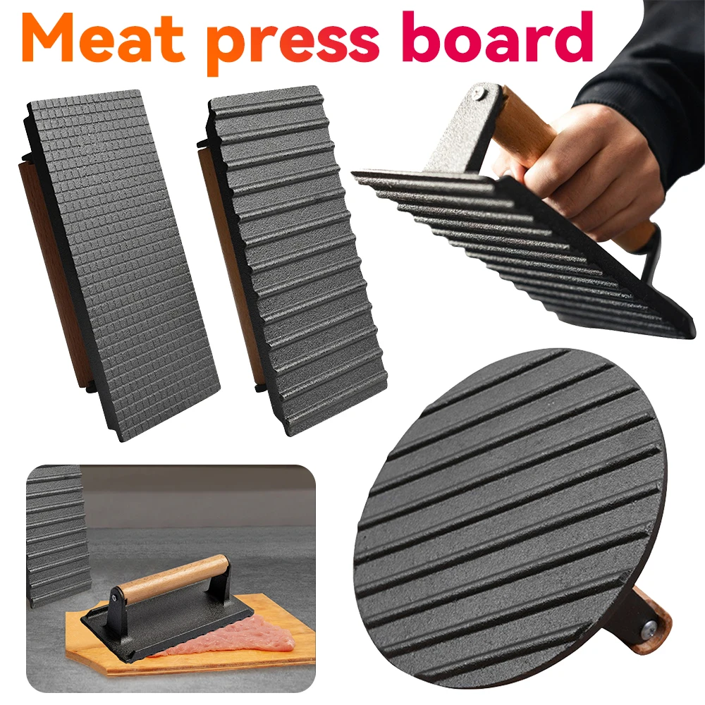 Cast Iron Smash Burger Press Heavy-Duty Hamburger Patties Meat Masher Circular Meat Press Mold for Deli Meats Kitchen Accessory