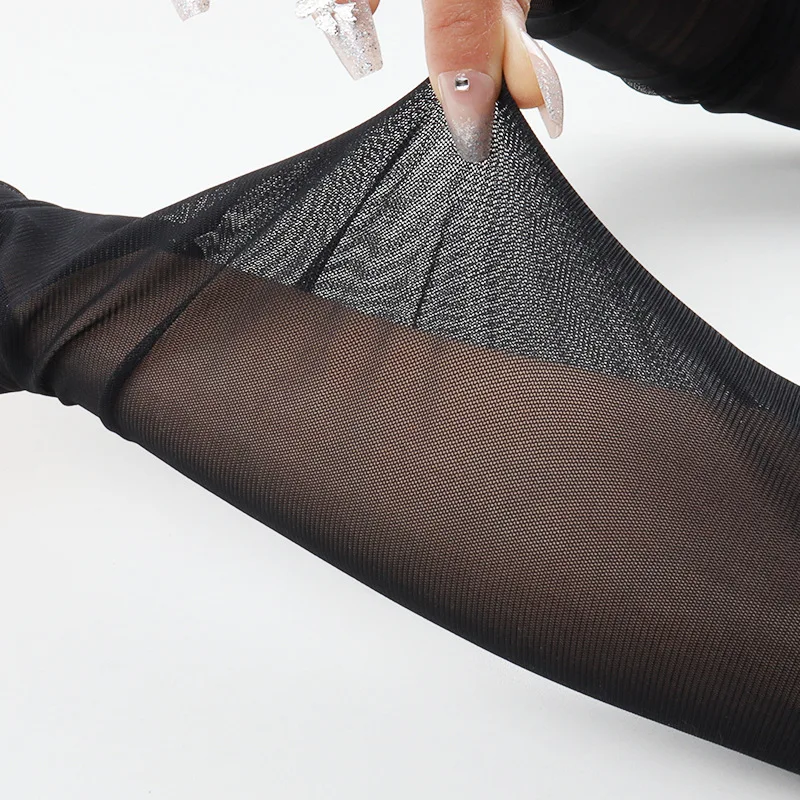 Bride's Elastic Thin Mesh Transparent Long Lace Gloves Summer Hook Finger Arm Sleeve Women Mittens Wedding Cosplay Gloves
